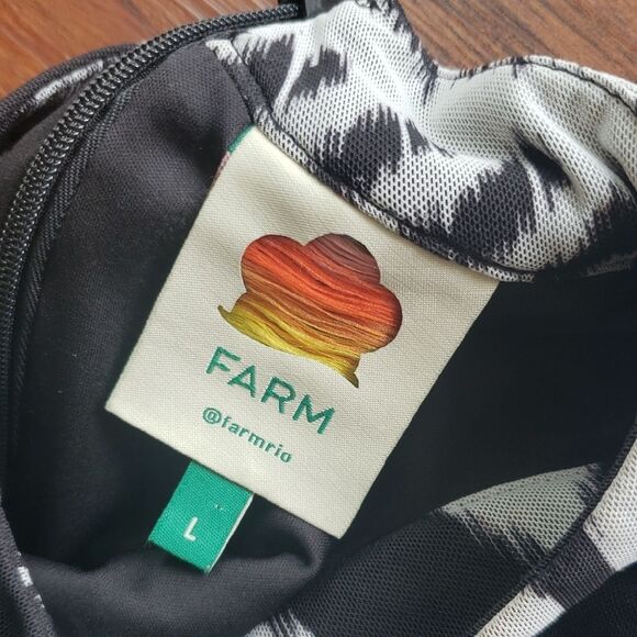 Farm Rio Black White Pineapple Ikat Tulle Chic Feminine Whimsigoth Midi Size L - Picture 4 of 12